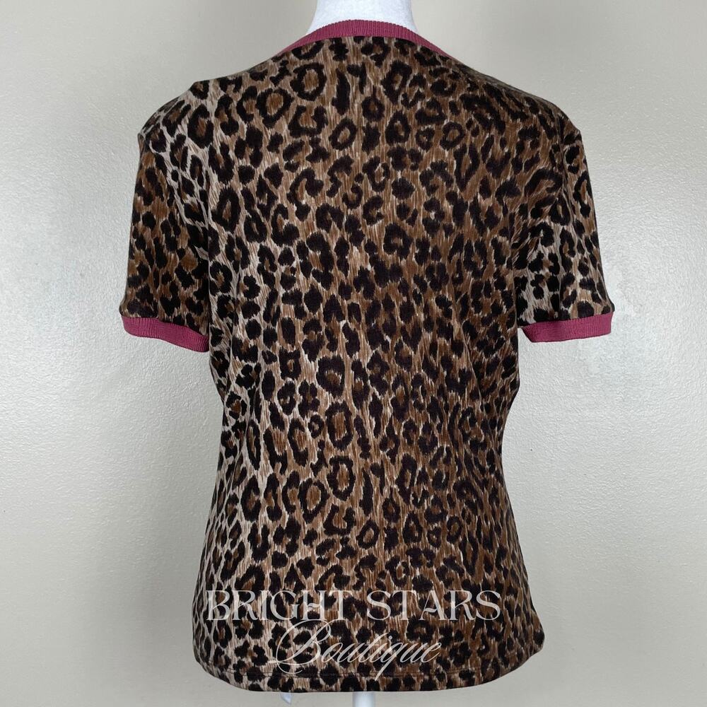 Extremely Rare Leopard Print Designer Top ASO Lorelai Gilmore Girls Brown Pink - Picture 6 of 15